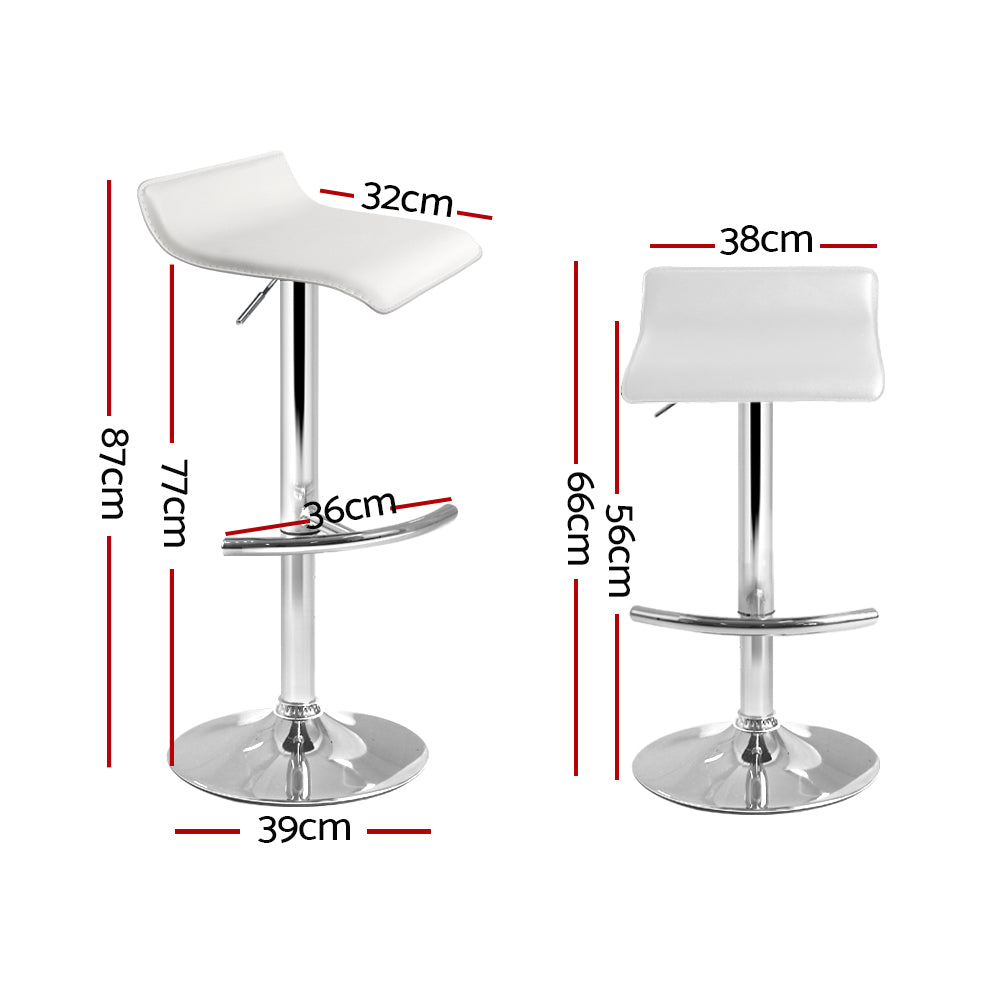 Artiss Set Of 2 Pu Leather Wave Style Bar Stools - White