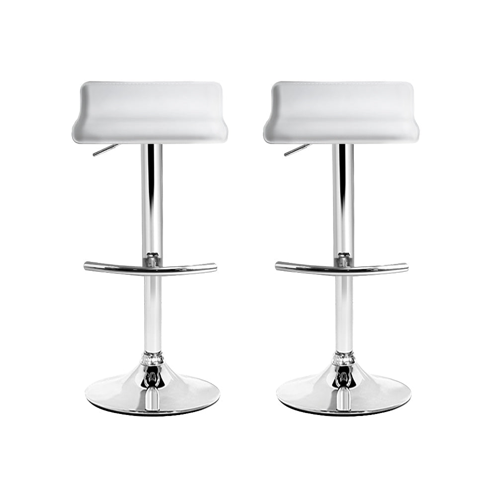 Artiss Set Of 2 Pu Leather Wave Style Bar Stools - White