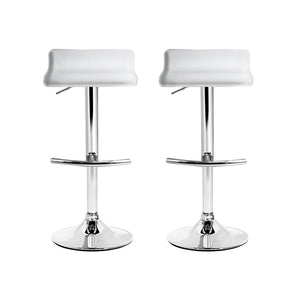 Artiss Set Of 2 Pu Leather Wave Style Bar Stools - White