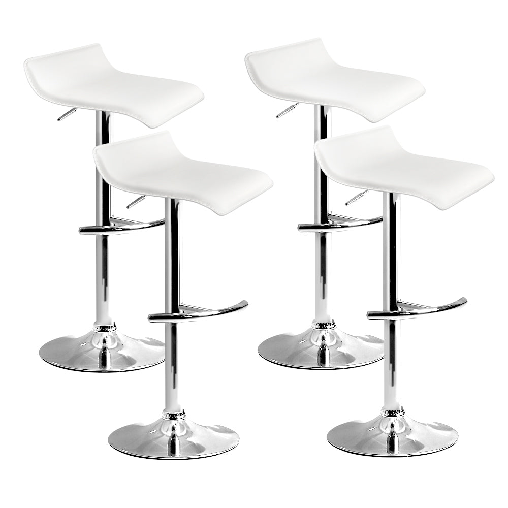 Artiss Set Of 4 Pu Leather Wave Style Bar Stools - White