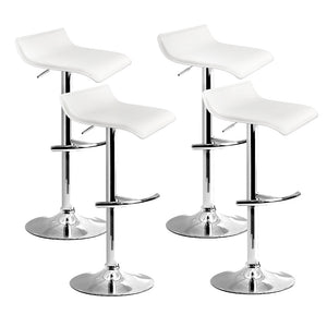 Artiss Set Of 4 Pu Leather Wave Style Bar Stools - White