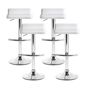 Artiss Set Of 4 Pu Leather Wave Style Bar Stools - White