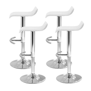 Artiss Set Of 4 Pu Leather Wave Style Bar Stools - White