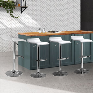 Artiss Set Of 4 Pu Leather Wave Style Bar Stools - White