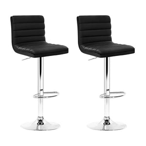 Artiss Set Of 2 Pu Leather Bar Stools Padded Line Style - Black