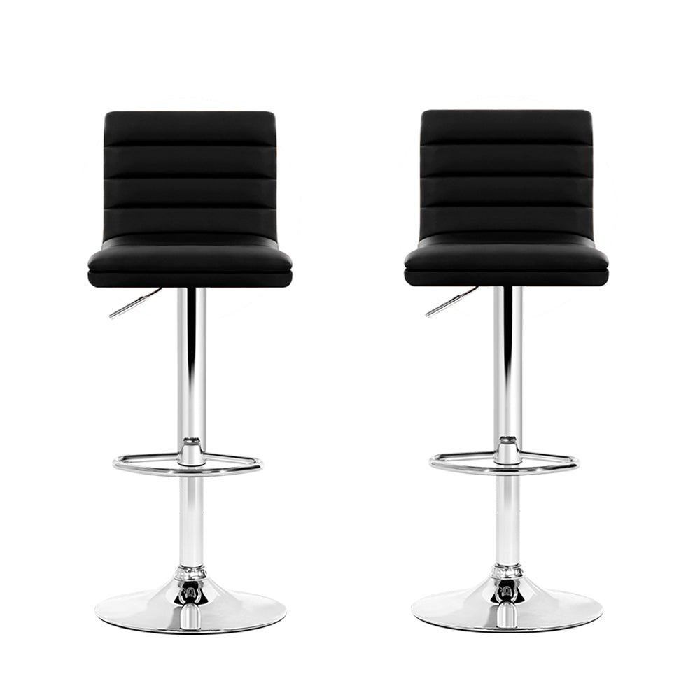 Artiss Set Of 2 Pu Leather Bar Stools Padded Line Style - Black