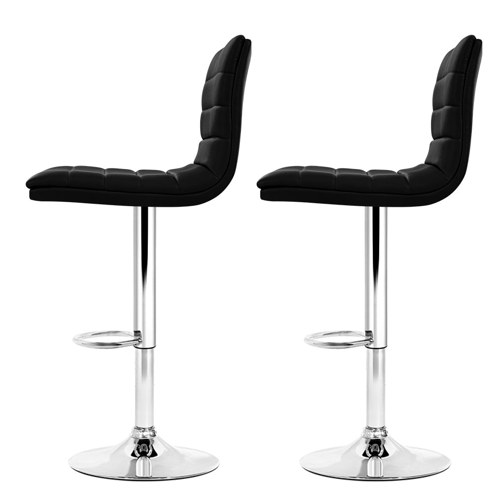 Artiss Set Of 2 Pu Leather Bar Stools Padded Line Style - Black