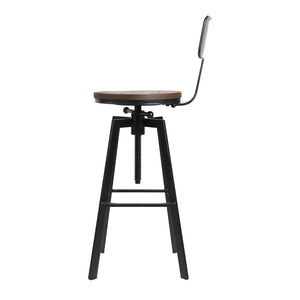 Artiss Set Of 2 Rustic Industrial Style Metal Bar Stool - Black And Wood