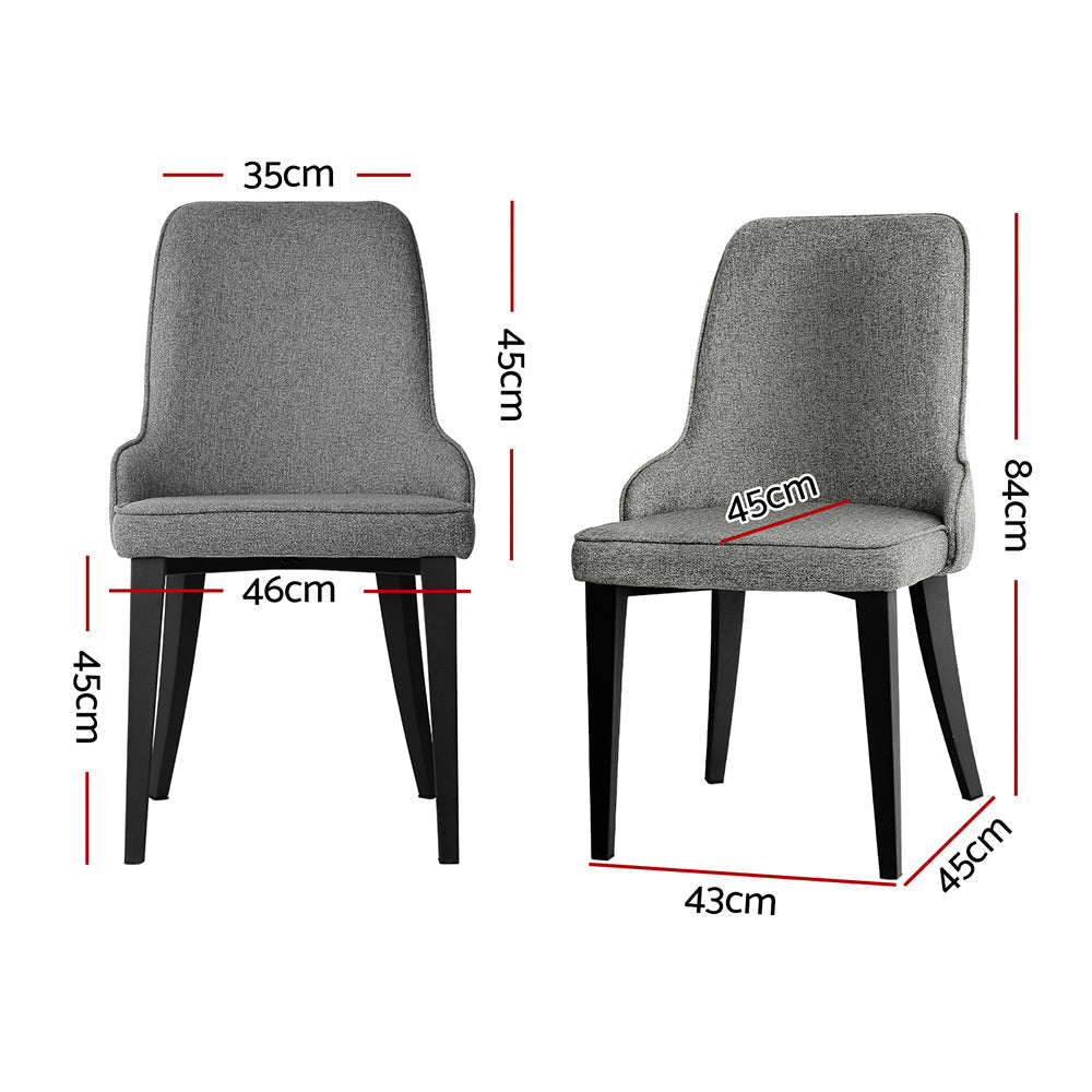 Artiss Set Of 2 Fabric Dining Chairs - Grey