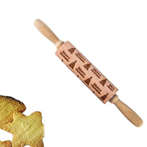 Rolling Pins Embossed Wooden With Patterns Baking Tools