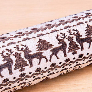 Rolling Pins Embossed Wooden With Patterns Baking Tools