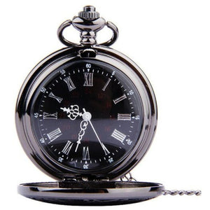 Baldr Pocket Watch Vintage Roman Numerals Quartz Black