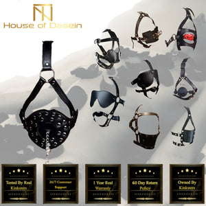 House Of Dasein Ball Gag Head Harness Mask Muzzle Blindfold Bondage Kink Bdsm Fetish Restraints
