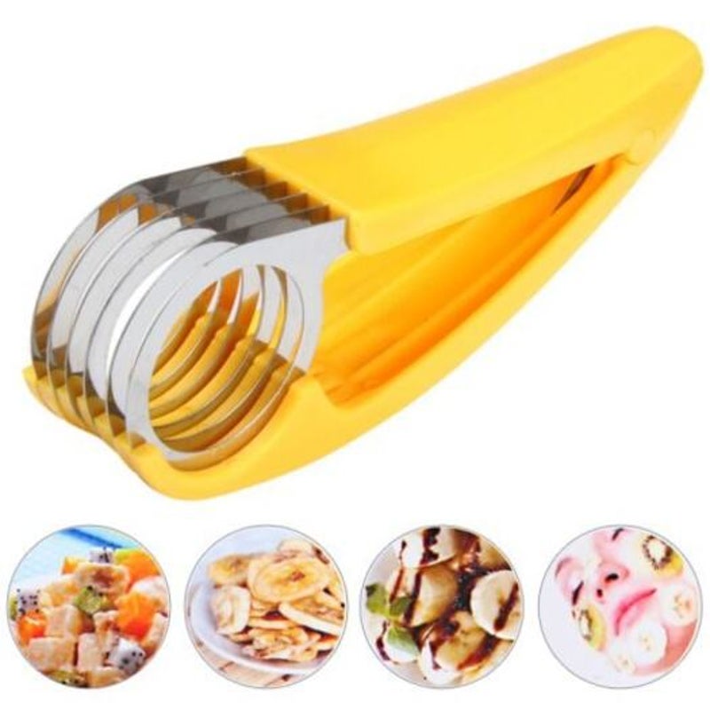 Banana Cutter Cucumber Ham Fruit Slicer Chopper Kitchen Tool Stainless Steel Blade Yolk Yellow