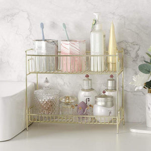 Gold Glow Storage Rack Two Level Bathroom Toiletries Shelf