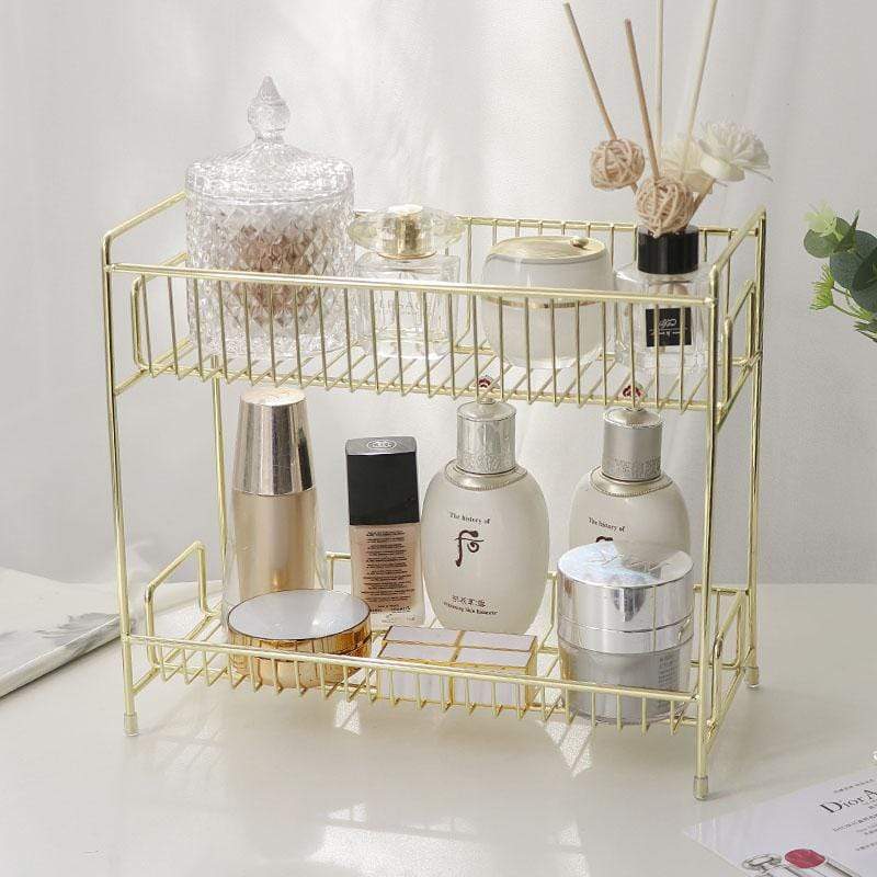 Gold Glow Storage Rack Two Level Bathroom Toiletries Shelf