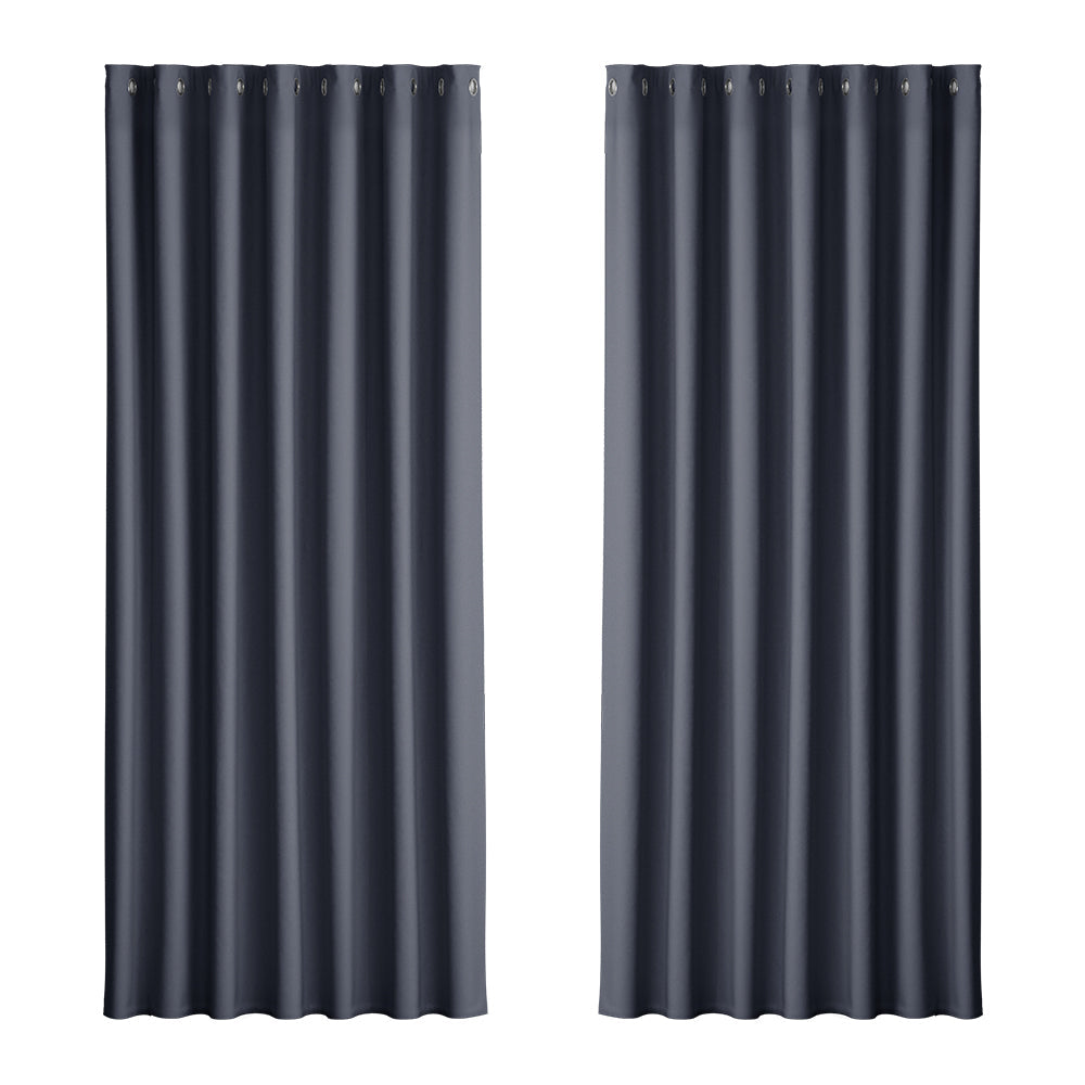 Artiss 2X Blockout Curtains Blackout Window Eyelet 240X230cm Charcoal