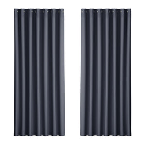 Artiss 2X Blockout Curtains Blackout Window Eyelet 240X230cm Charcoal