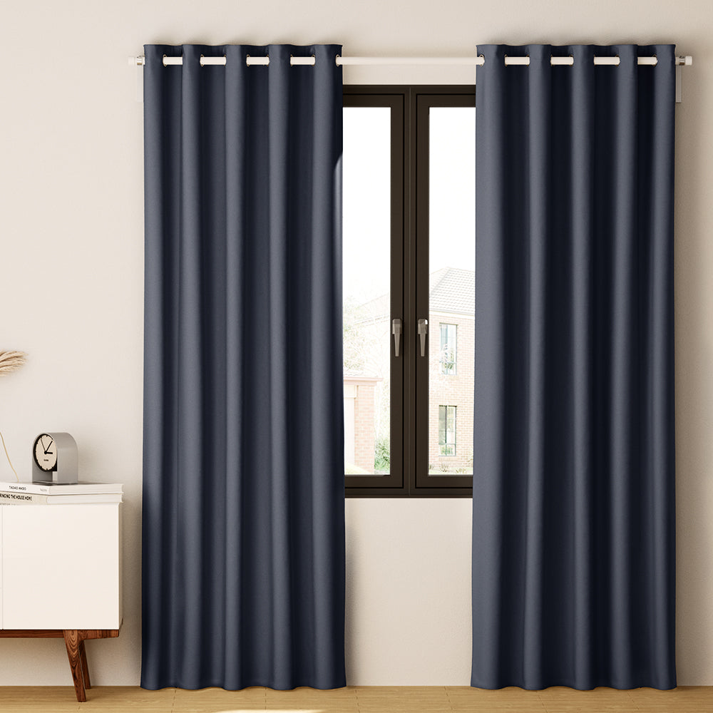 Artiss 2X Blockout Curtains Blackout Window Eyelet 240X230cm Charcoal