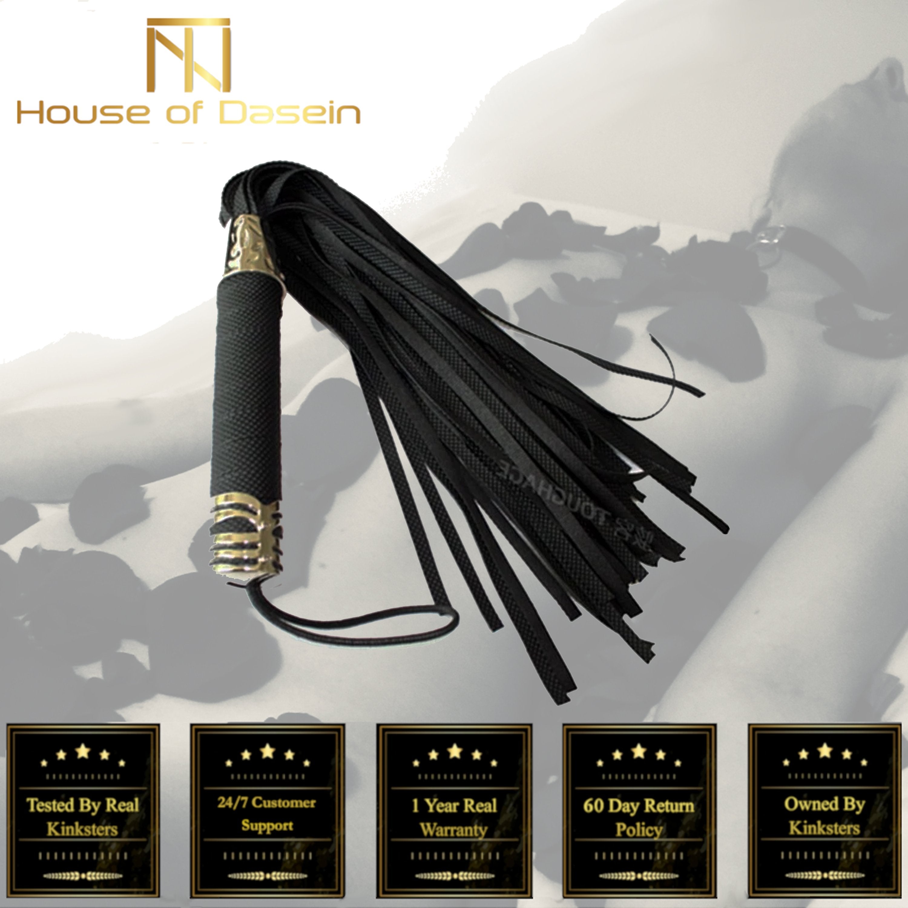 House Of Dasein Bdsm Black Rubber Flogger Ass Spanking Sex Whip Impact Toy