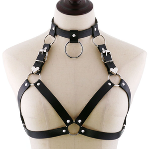 House Of Dasein Belted Choker Harness Women Body Fetish Clothing