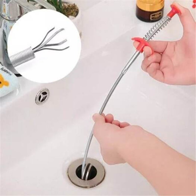 Bendable Pipe Cleaner Sewer Tub Hair Removal Toilet Kitchen Cleaning Tools Silver