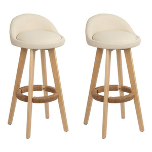 Artiss Set Of 2 Pu Leather Backrest Bar Stools - Beige