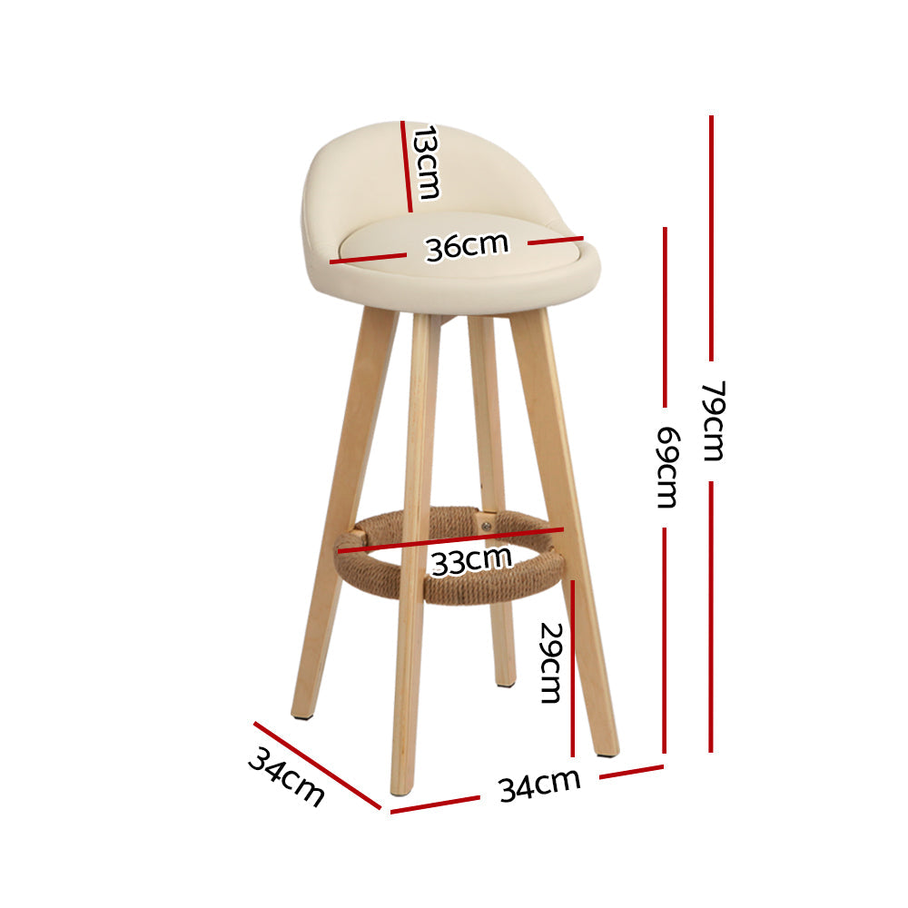 Artiss Set Of 2 Pu Leather Backrest Bar Stools - Beige