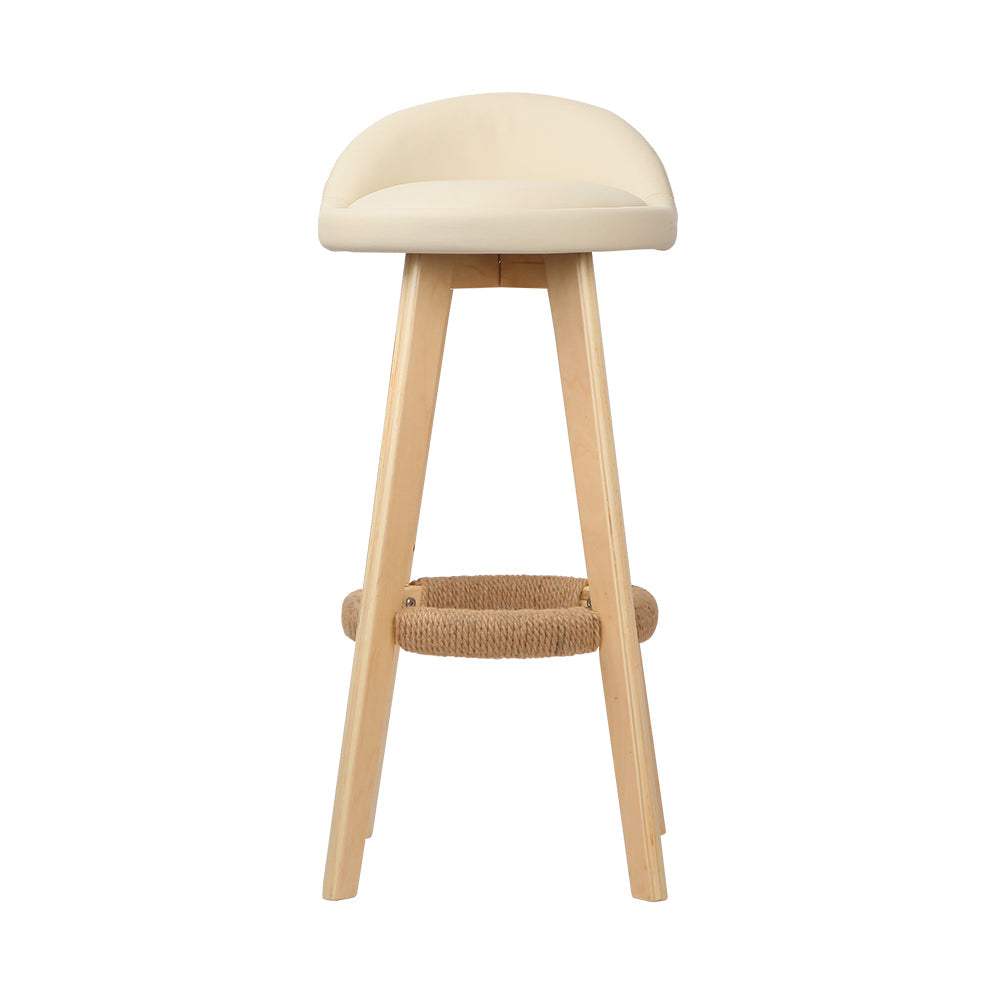 Artiss Set Of 2 Pu Leather Backrest Bar Stools - Beige