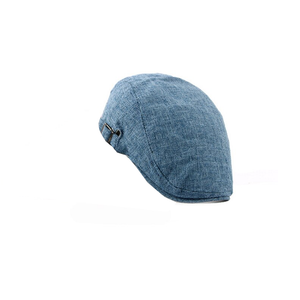 British Fashion Linen Cap Forward Bud Adjustable 56 59Cm Peacock Blue