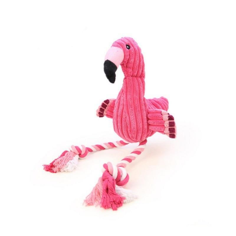 Plush Flamingo Dog Shaker Toy