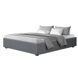 Artiss Bed Frame King Size Gas Lift Base With Storage Platform Grey Fabric Toki Collection