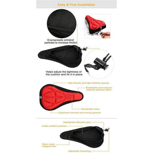 Cushions Covers Bicycle Seat 3D Gel Ultra Soft Suitable For Mountain Bike Riding Men And Women Red