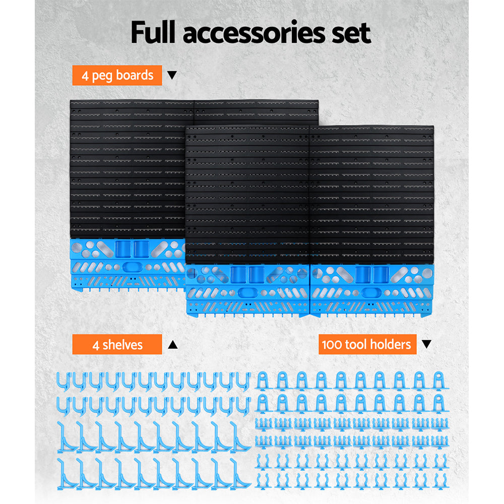 Giantz 108 Storage Bin Rack Wall Mounted Tools Organiser Peg Bench Garage