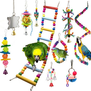 Bird Swing Chewing Toys Parrot Bell Hammock Cage Budgie Cockatiel Vivid