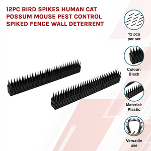 Randy & Travis Machinery 12Pc Bird Spikes Human Cat Possum Mouse Pest Control Spiked Fence Wall Deterrent
