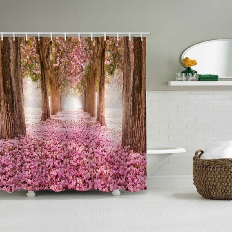 Bk161 Sakura Forest Shower Curtain Pink 180 X 200Cm