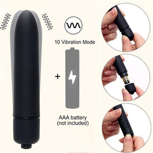 Powerful Black Mini G Spot Bullet Vibrator 10 Speeds Waterproof