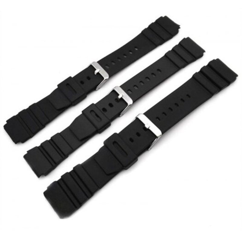 Black Simple Rubber Watcher Band Strap 20Mm