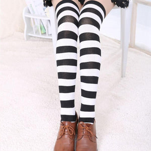 Black Striped Thigh Highs