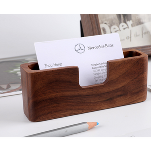 Black Walnut Solid Wood Business Card Case Office Desktop Wooden Holder