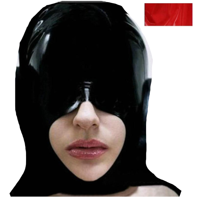 House Of Dasein Black Half Face Latex Hood Eye Cover Rubber Open Mouth Mask Bdsm Fetish