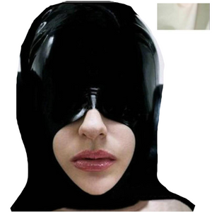 House Of Dasein Black Half Face Latex Hood Eye Cover Rubber Open Mouth Mask Bdsm Fetish