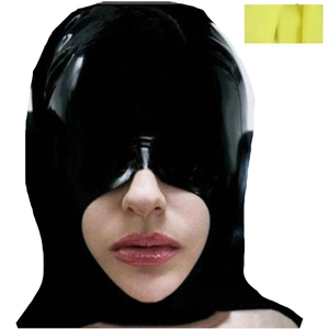 House Of Dasein Black Half Face Latex Hood Eye Cover Rubber Open Mouth Mask Bdsm Fetish