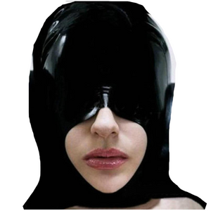 House Of Dasein Black Half Face Latex Hood Eye Cover Rubber Open Mouth Mask Bdsm Fetish