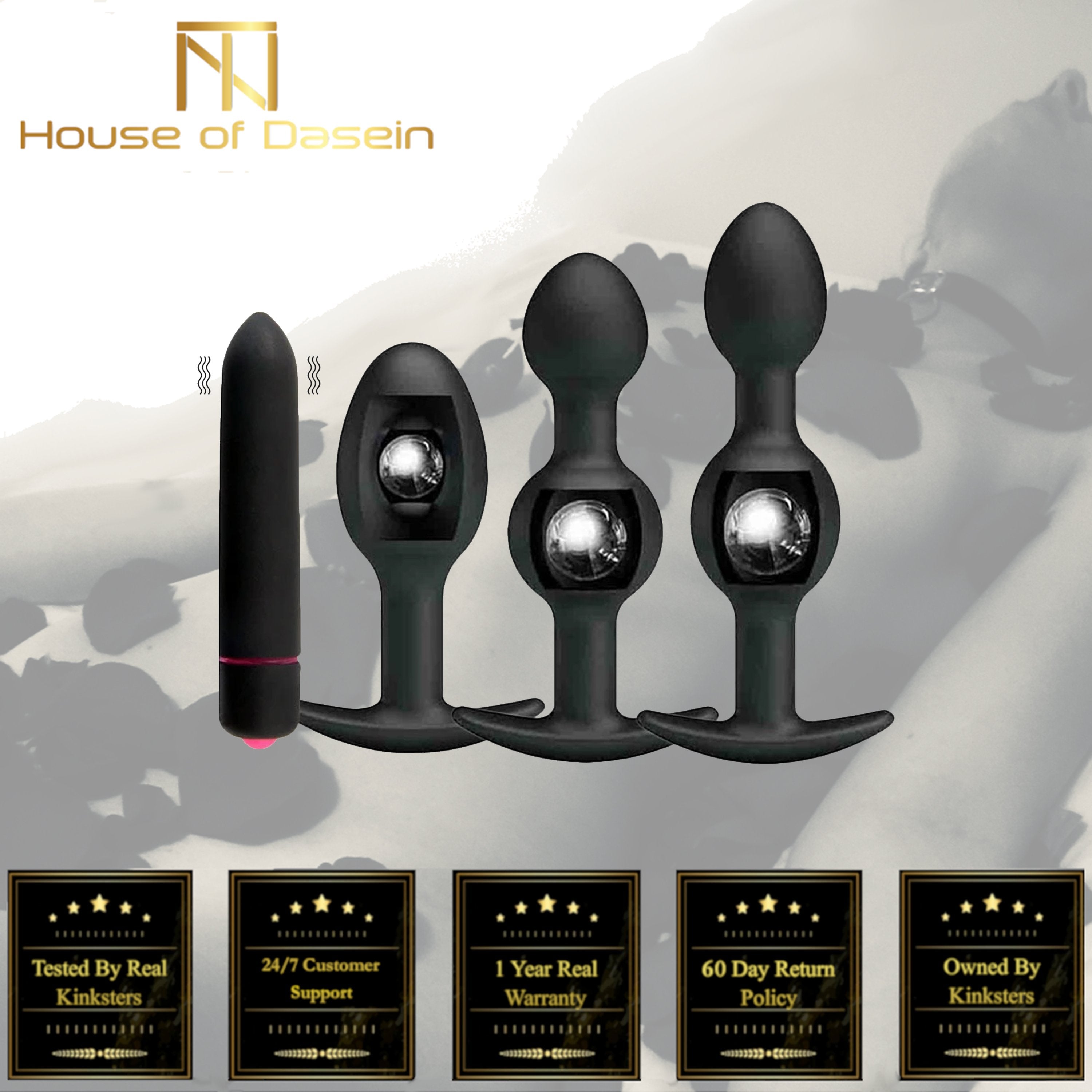 House Of Dasein Black Kegel Balls Butt Plug Vibrator Anal Beads Bdsm Training