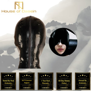 House Of Dasein Black Half Face Latex Hood Eye Cover Rubber Open Mouth Mask Bdsm Fetish