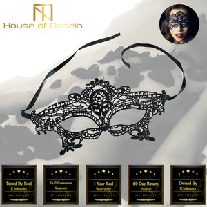 House Of Dasein Black Lace Sexy Erotic Eye Mask Cosplay Bondage Kink Bdsm Fetish Restraints