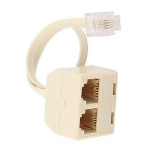 Rj11 6P4c Male To Female Jack 2 Way Outlet Telephone Line Splitter Adapter