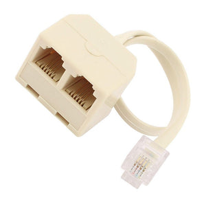 Rj11 6P4c Male To Female Jack 2 Way Outlet Telephone Line Splitter Adapter